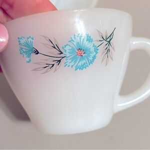 Vintage fire king Bonnie blue flower pattern cup